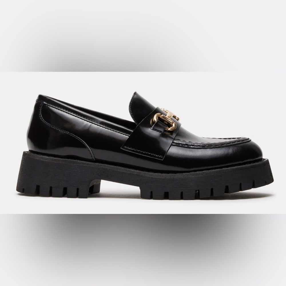 Black Box Leather Lug Bottom Loafers